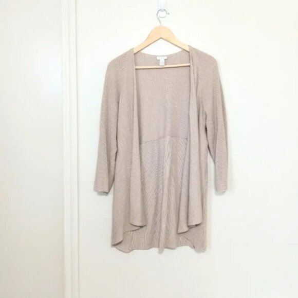 Chico's ribbed knit tan long sleeve open cardigan - Picture 1 of 9